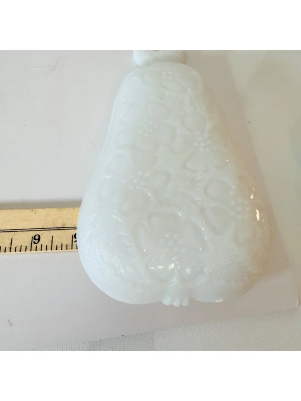 Hazel Atlas White Milk Glass Pear Dish VTG Embossed MCM Fruit Tray Catchall
